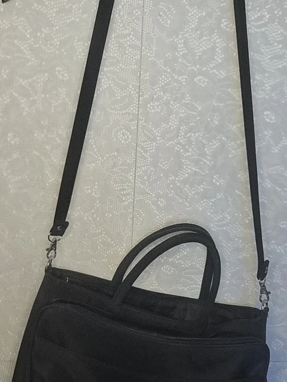 ​Multi-Pocket Black Nylon Organizer Briefcase Messenger Crossbody Bag